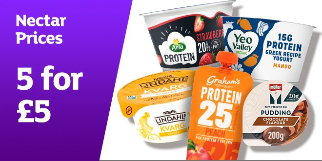 5 for £5 on protein yoghurts.